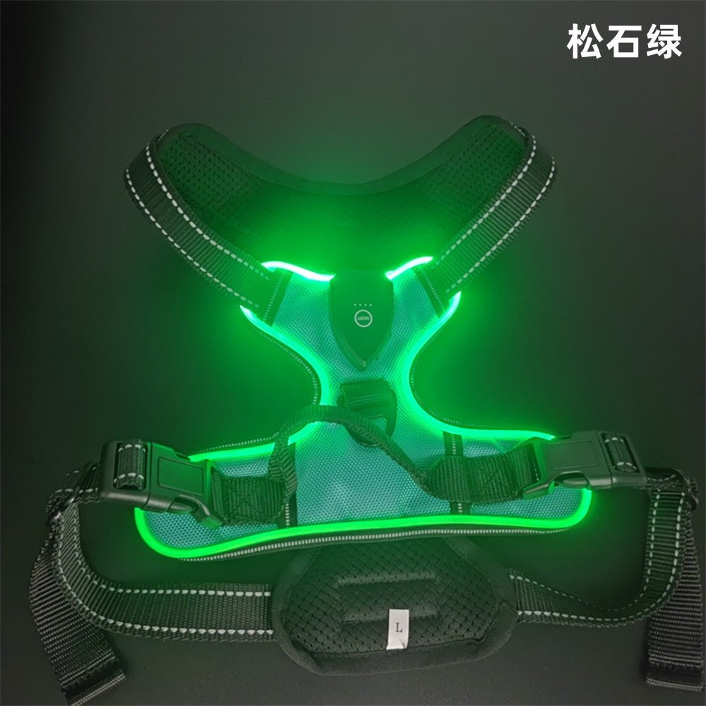 LED Luminous Pet Chest Strap Night Dog Walking Anti-car Accident Adjustable Flash Cat and Dog Vest Pet Perfect