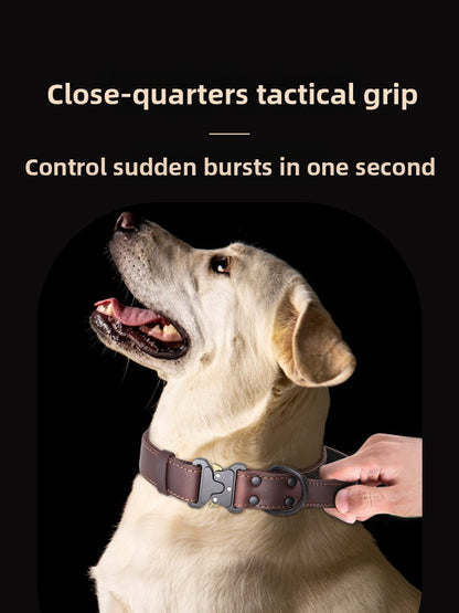 Black Leather Dog Collar – Heavy Duty Adjustable Collar for Strong Dogs