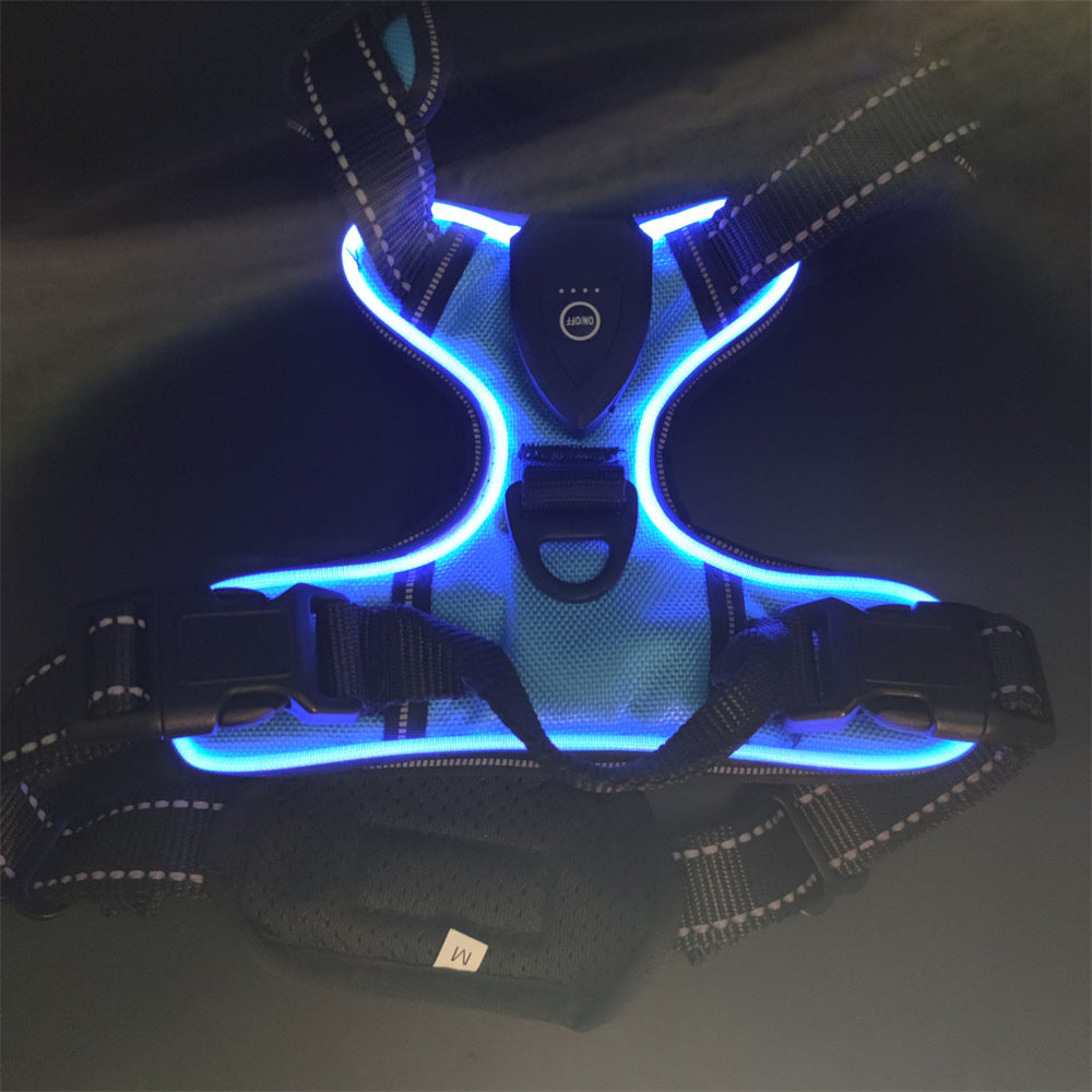 LED Luminous Pet Chest Strap Night Dog Walking Anti-car Accident Adjustable Flash Cat and Dog Vest Pet Perfect