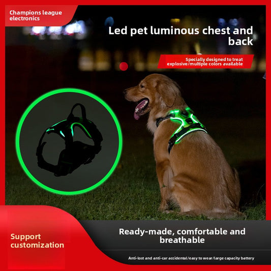 LED Luminous Pet Chest Strap Night Dog Walking Anti-car Accident Adjustable Flash Cat and Dog Vest