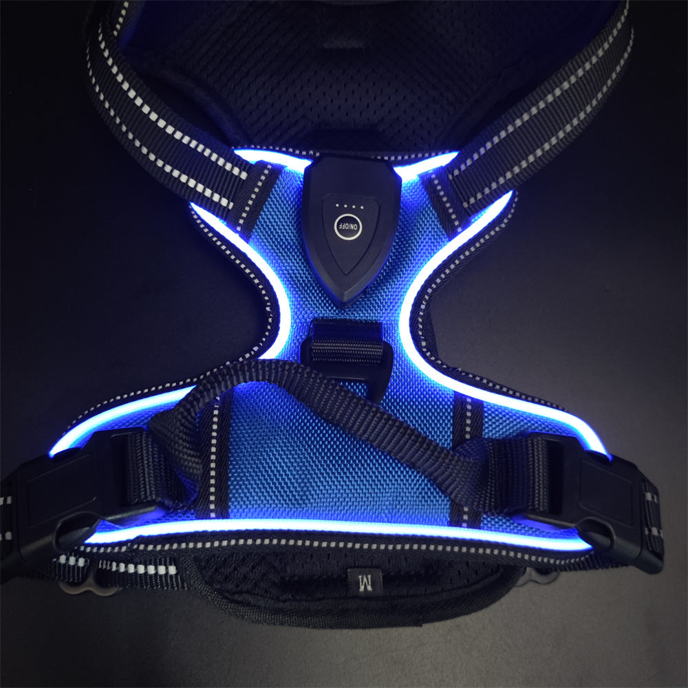 LED Luminous Pet Chest Strap Night Dog Walking Anti-car Accident Adjustable Flash Cat and Dog Vest Pet Perfect
