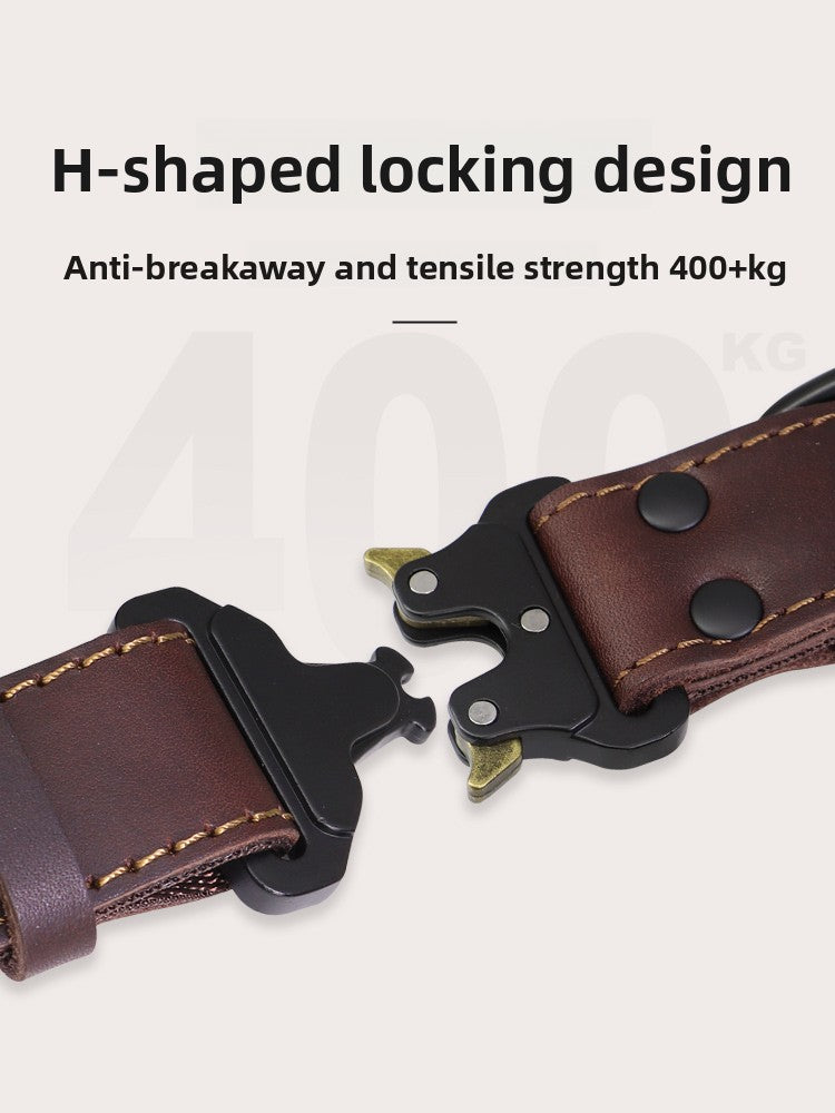 Black Leather Dog Collar – Heavy Duty Adjustable Collar for Strong Dogs