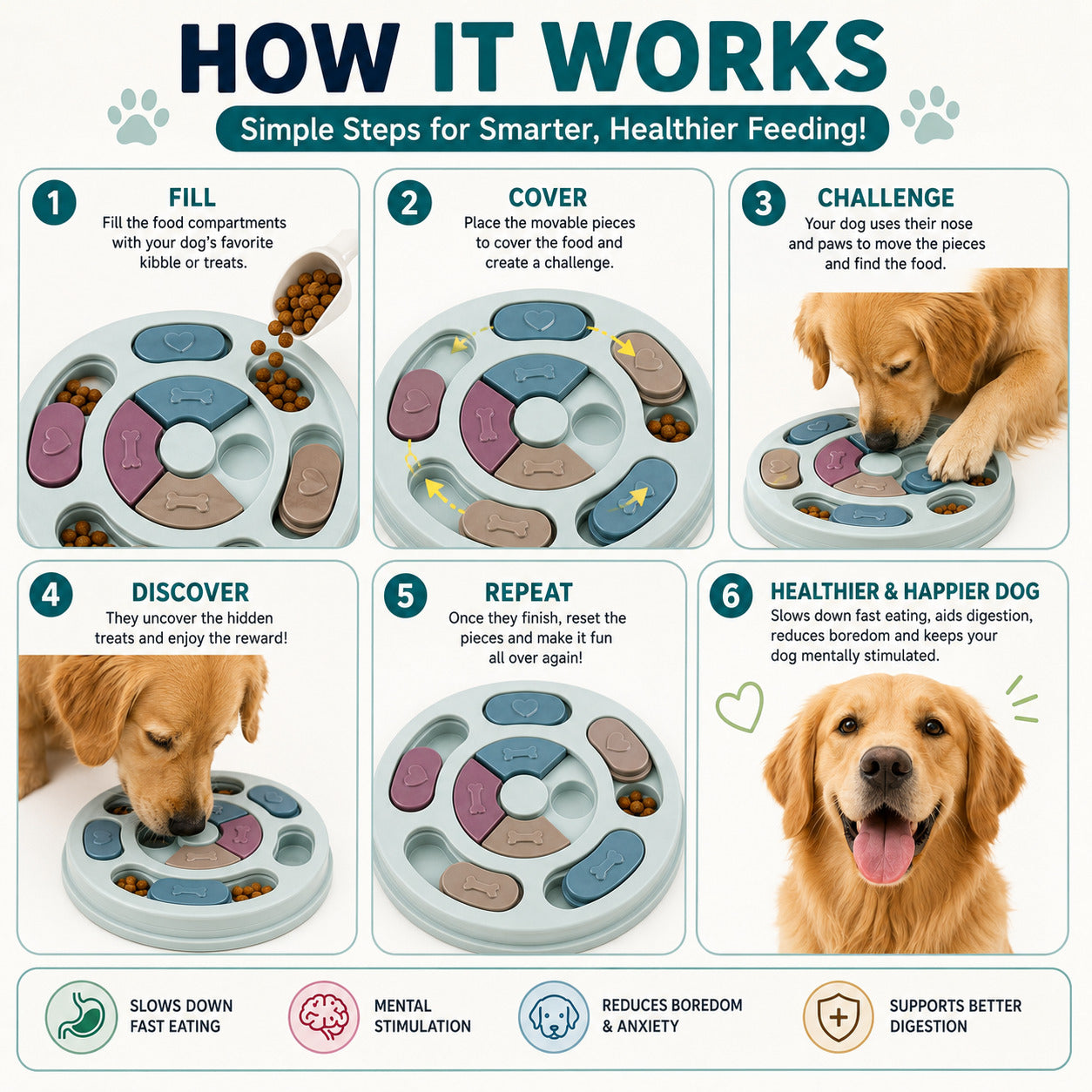PawPuzzle™ Interactive Slow Feeder Bowl