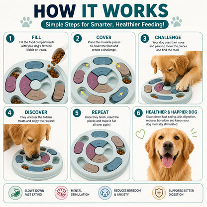 PawPuzzle™ Interactive Slow Feeder Bowl