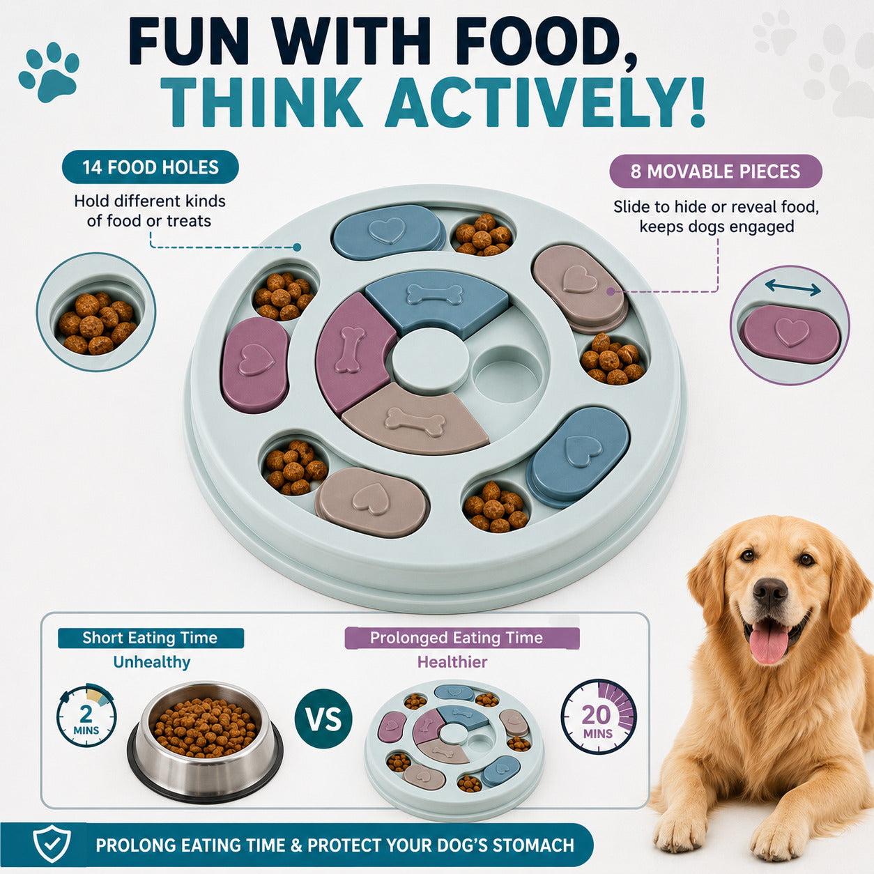 PawPuzzle™ Interactive Slow Feeder Bowl