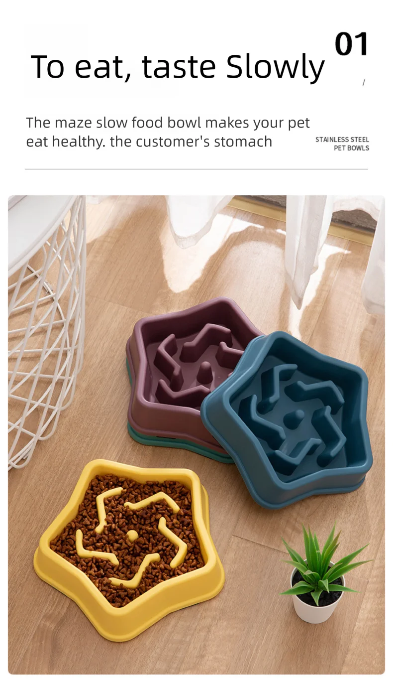 Dog Slow Food Bowl Plastic Anti-Choking Slow Eating Cloud Shape – Prevent Vomiting & Protect Intestines