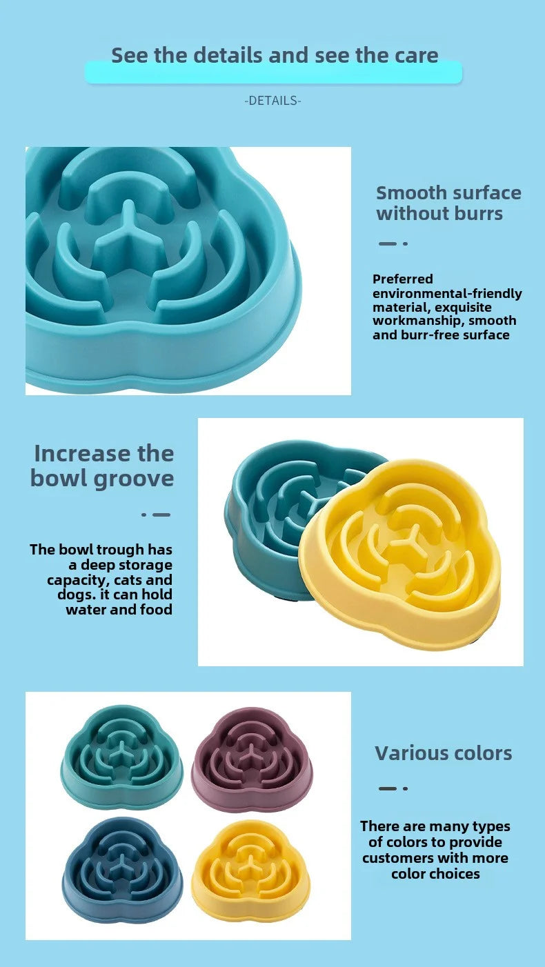 Dog Slow Food Bowl Plastic Anti-Choking Slow Eating Cloud Shape – Prevent Vomiting & Protect Intestines