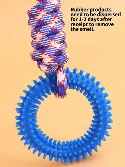 Dog Toys Chew Resistant Nylon Rope Toys Pet Colorful Woven Knot Rubber Toys Dog Self Fun Outdoor Swimming Toys Pet Supplies