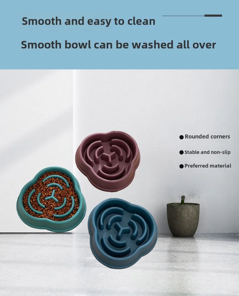 Dog Slow Food Bowl Plastic Anti-Choking Slow Eating Cloud Shape – Prevent Vomiting & Protect Intestines