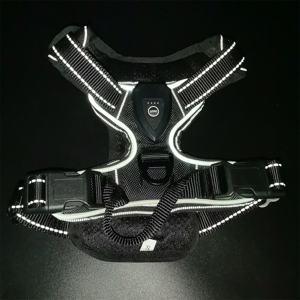 LED Luminous Pet Chest Strap Night Dog Walking Anti-car Accident Adjustable Flash Cat and Dog Vest Pet Perfect