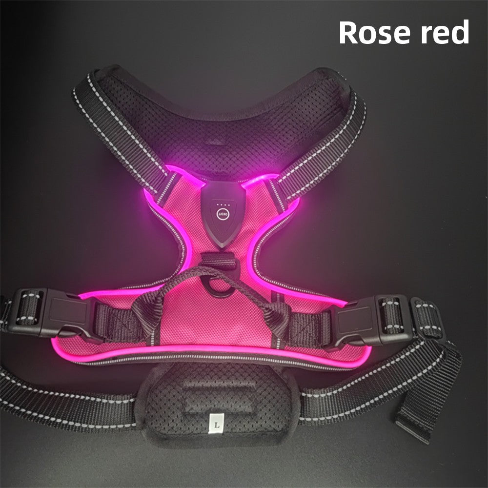 LED Luminous Pet Chest Strap Night Dog Walking Anti-car Accident Adjustable Flash Cat and Dog Vest Pet Perfect